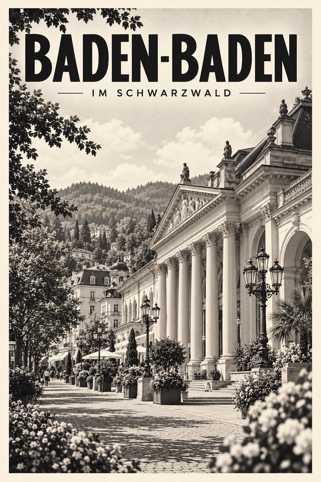 Baden-Baden als monochromer Fine Art Print aus der Serie Schwarzwald Orte