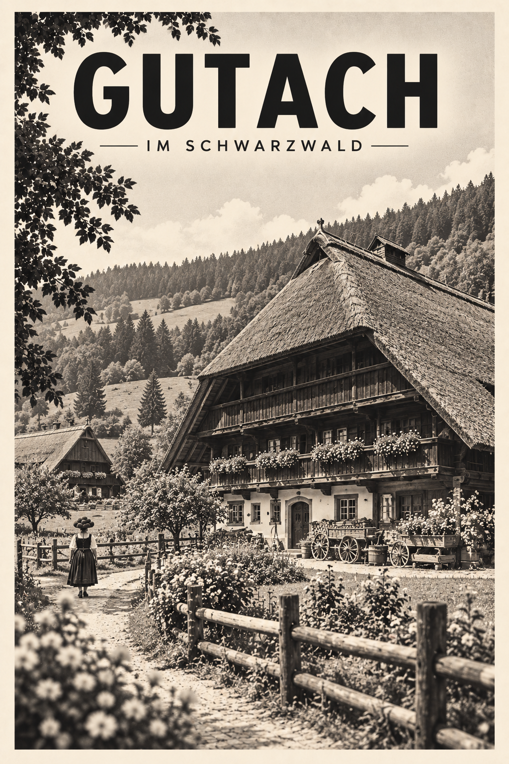 Gutach im Schwarzwald als monochromer Fine Art Print aus der Serie Schwarzwald Orte