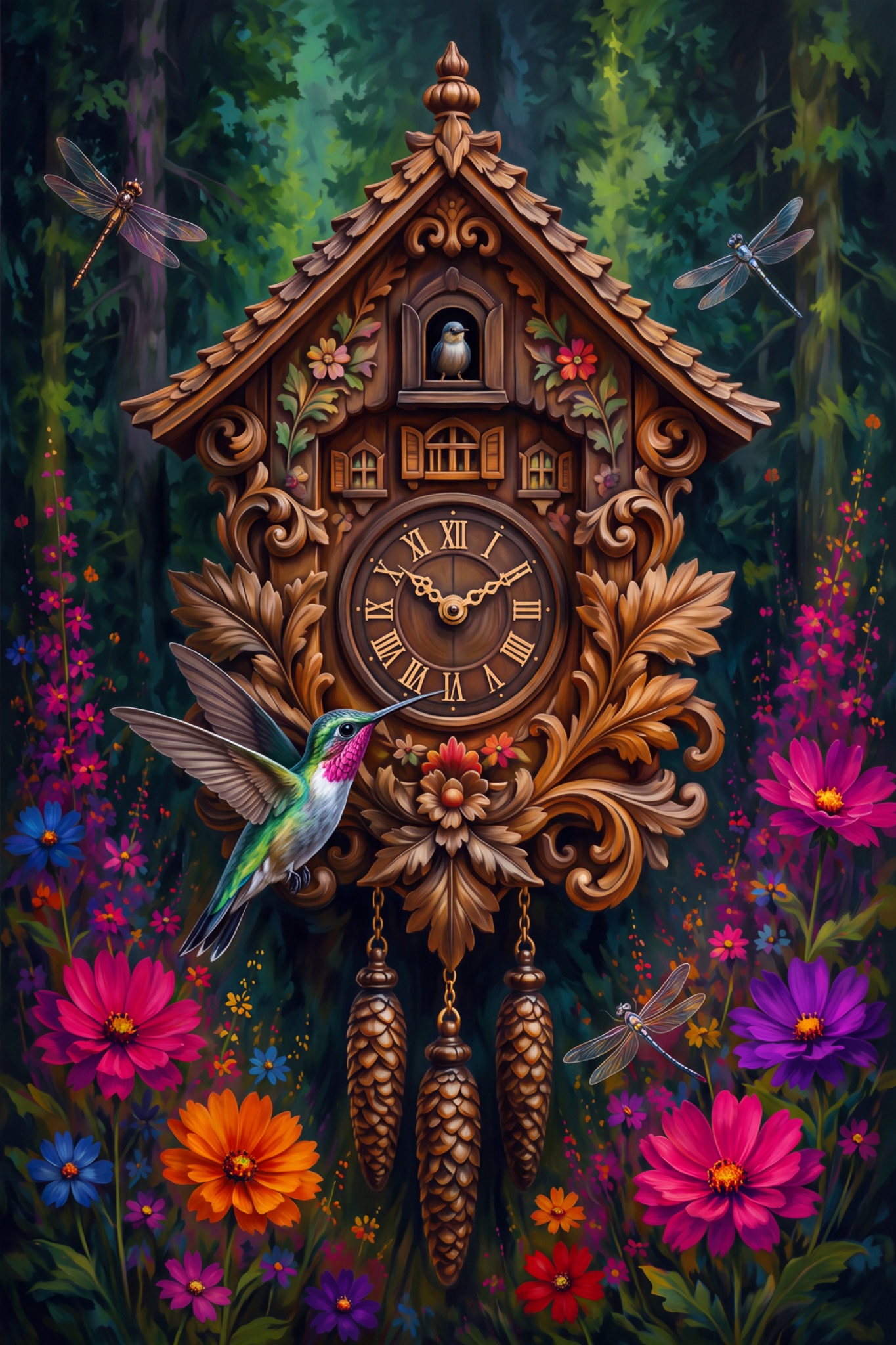 Kuckucksuhr im Blumenwald als Schwarzwald Fine Art Print