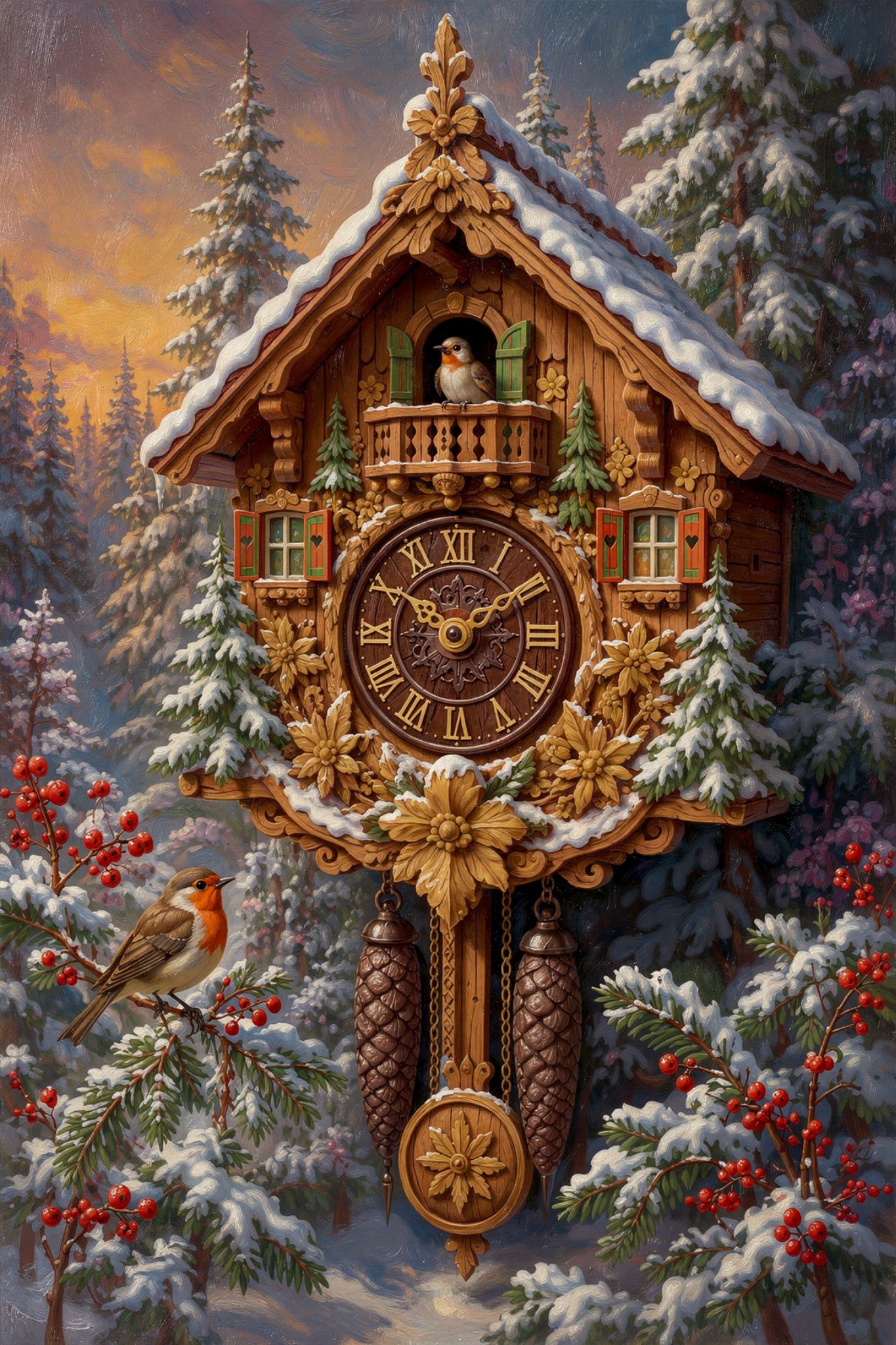 Kuckucksuhr im Winterwald als Schwarzwald Fine Art Print