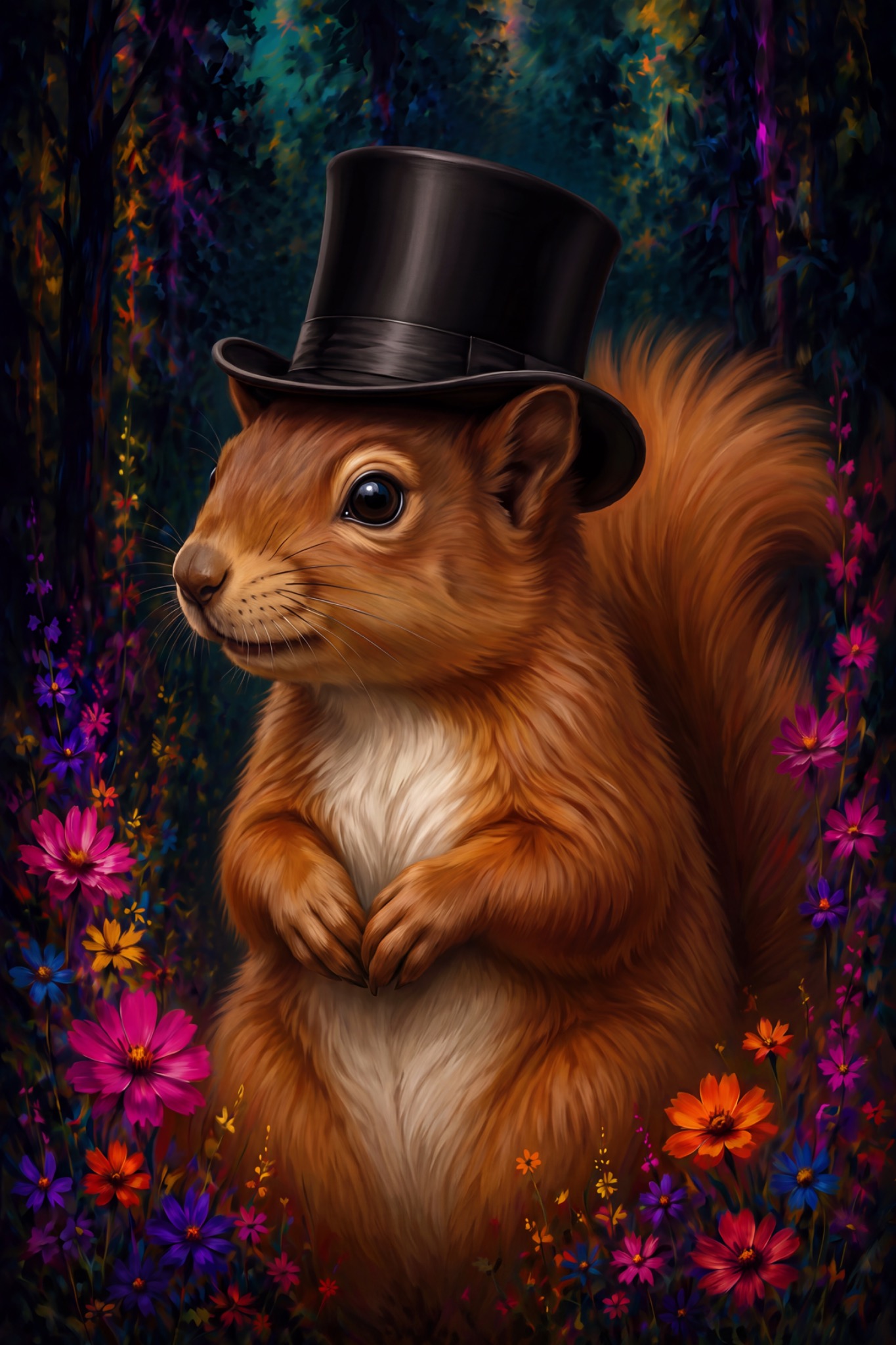 Eichhörnchen-Herr mit Zylinder als originaler Fine Art Print