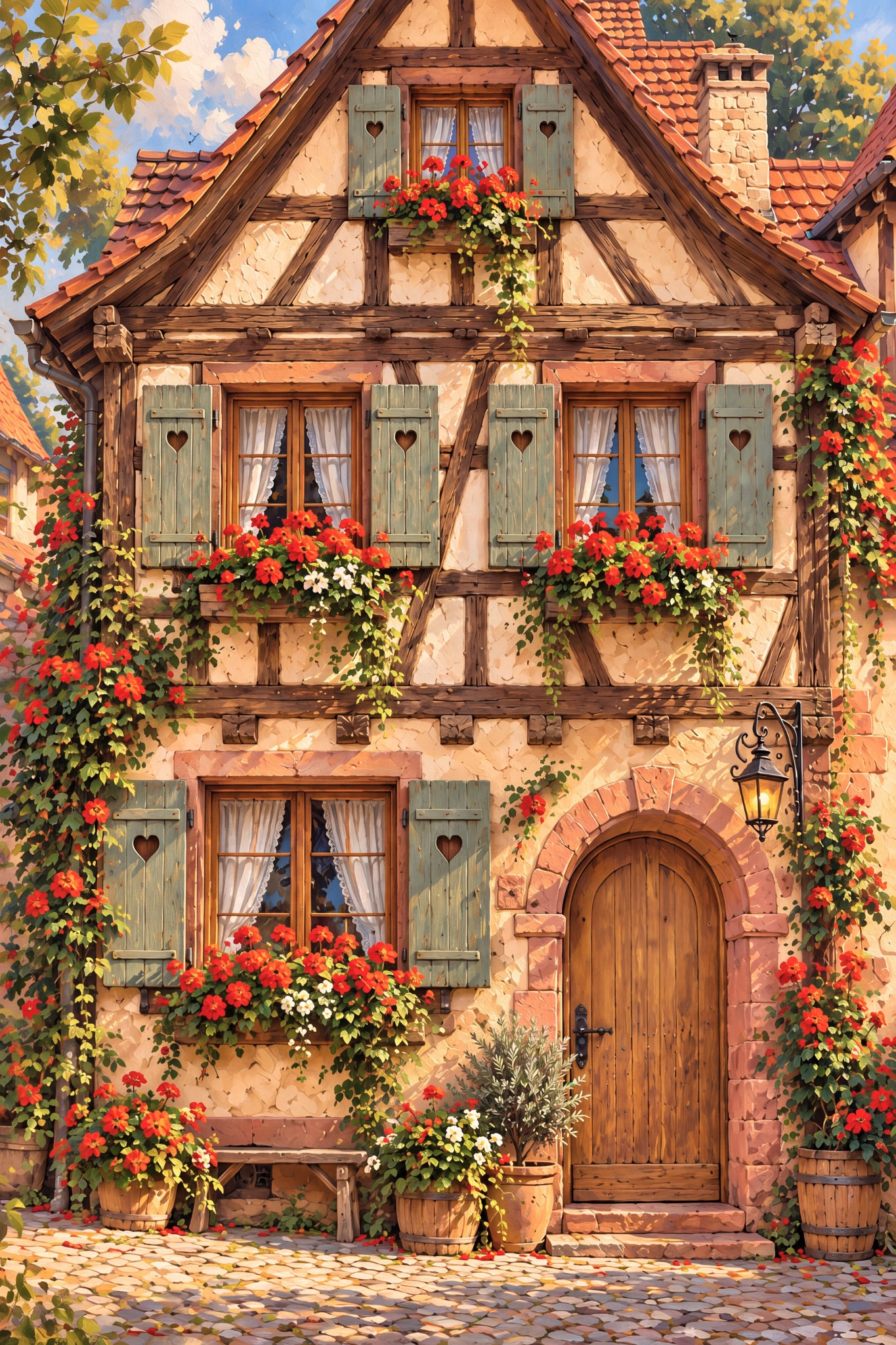 Schwarzwald Fachwerkhaus mit Geranien als originaler Fine Art Print