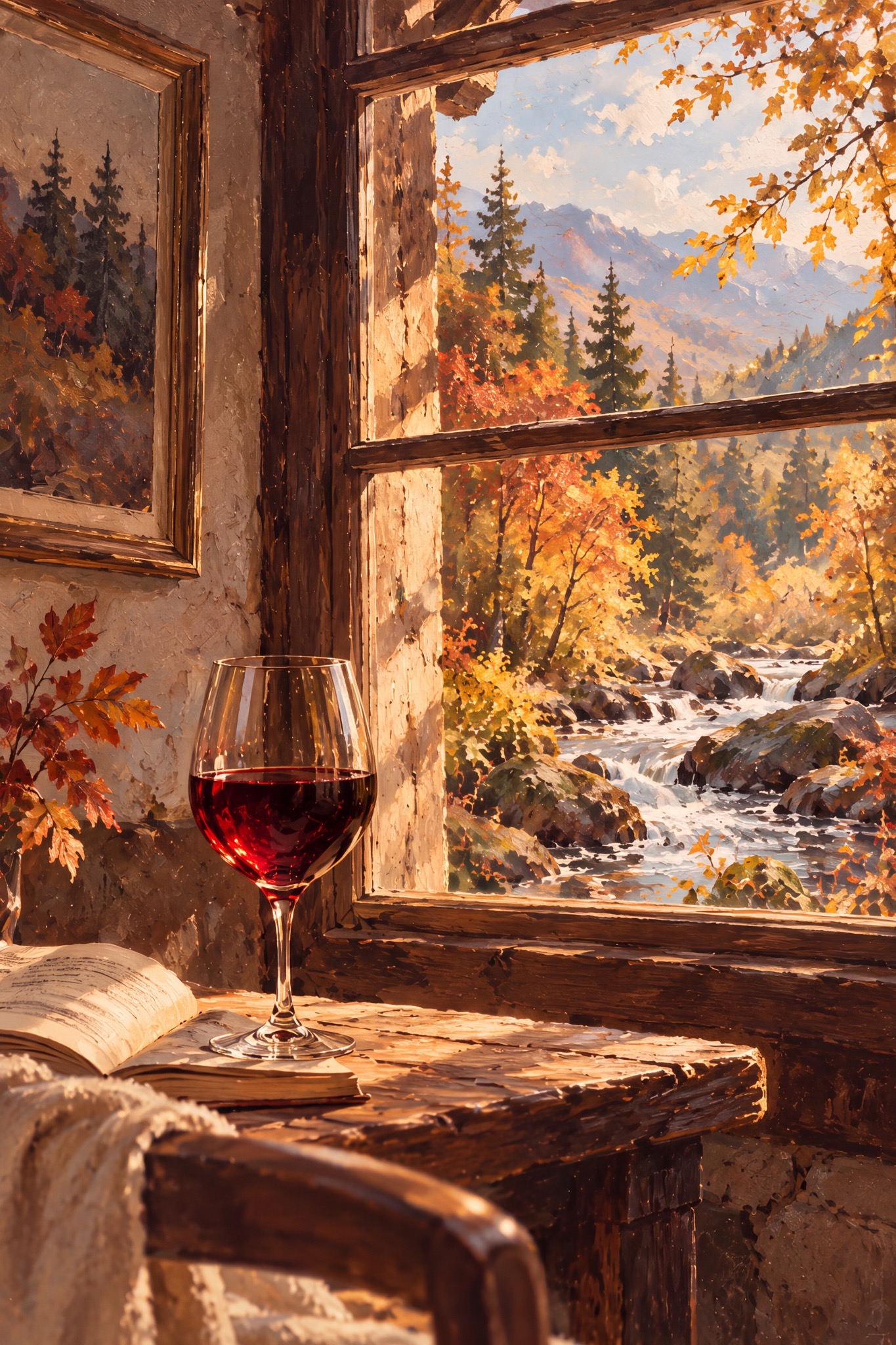 Herbstfenster mit Wein als originaler Fine Art Print