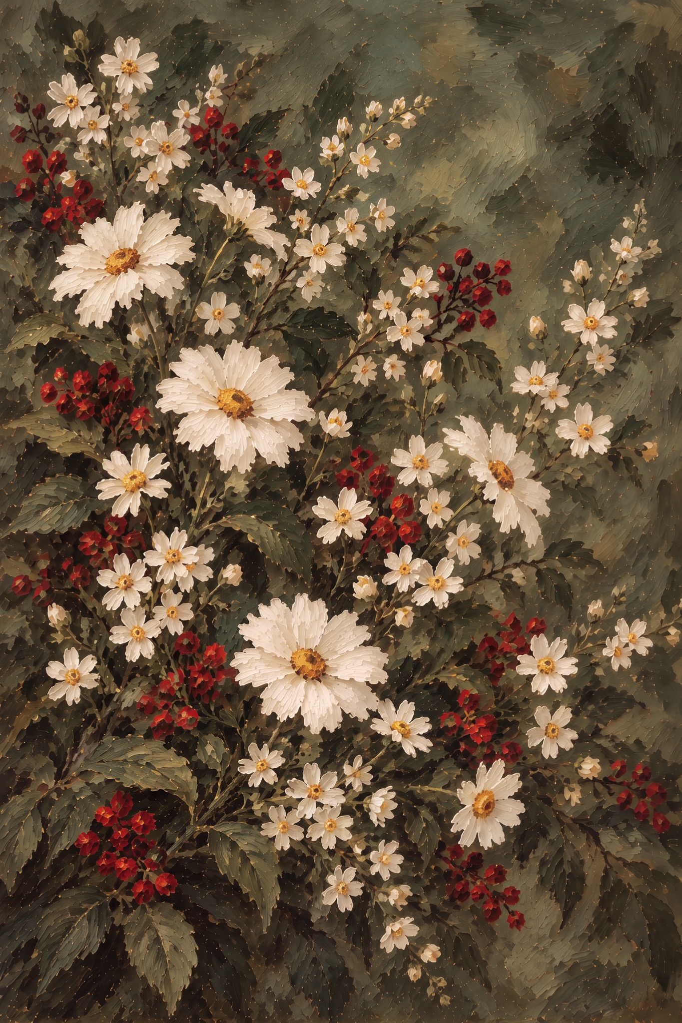 Margeriten & Wildbeeren als originaler Fine Art Print