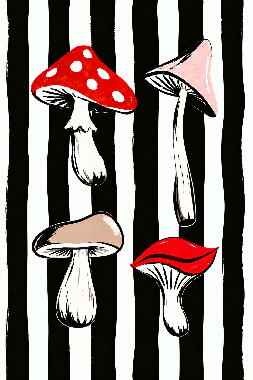 Schwarzwald Pilze auf Streifen als originaler Fine Art Print