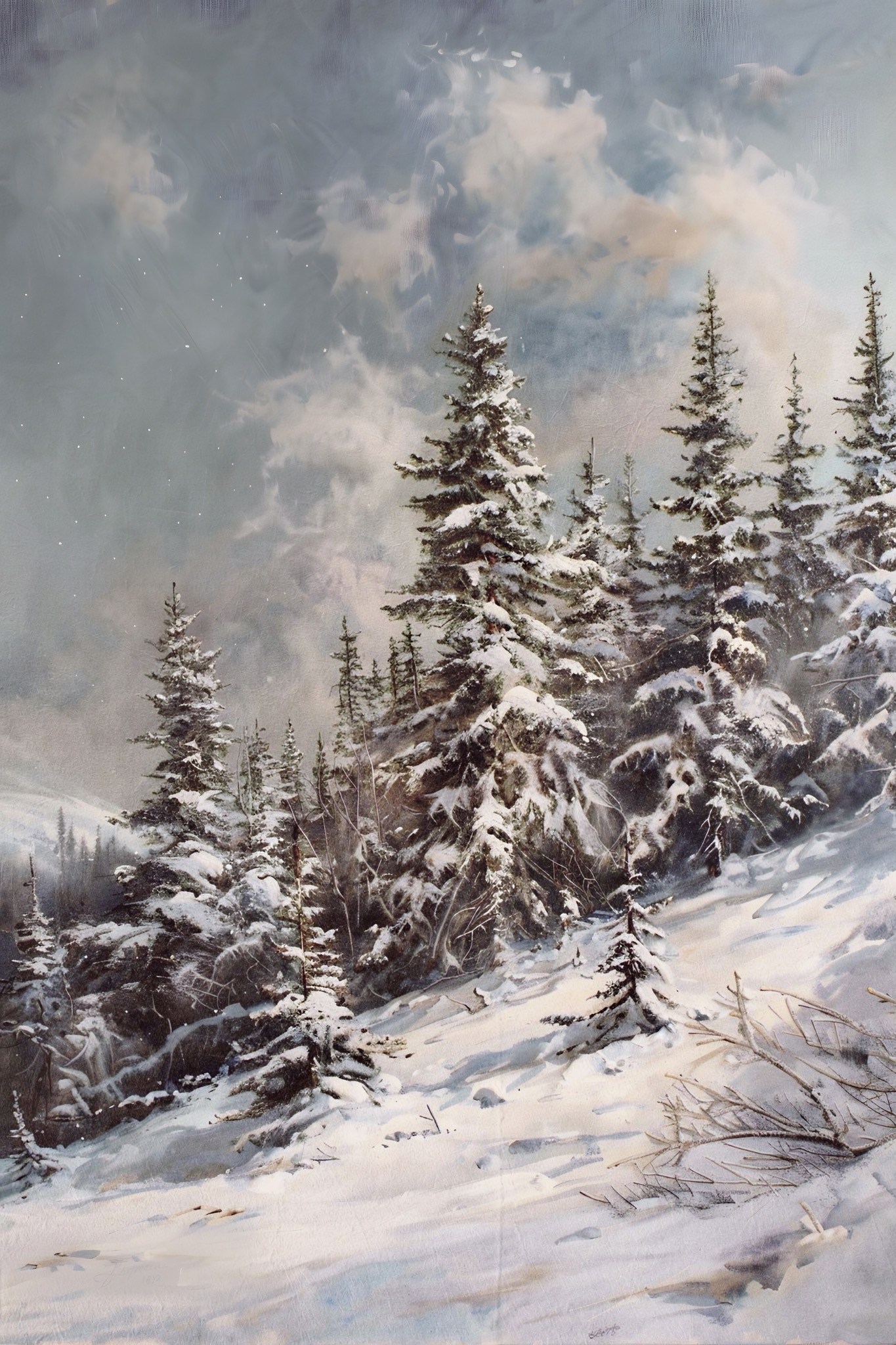 Schneekiefern im Winter als originaler Fine Art Print