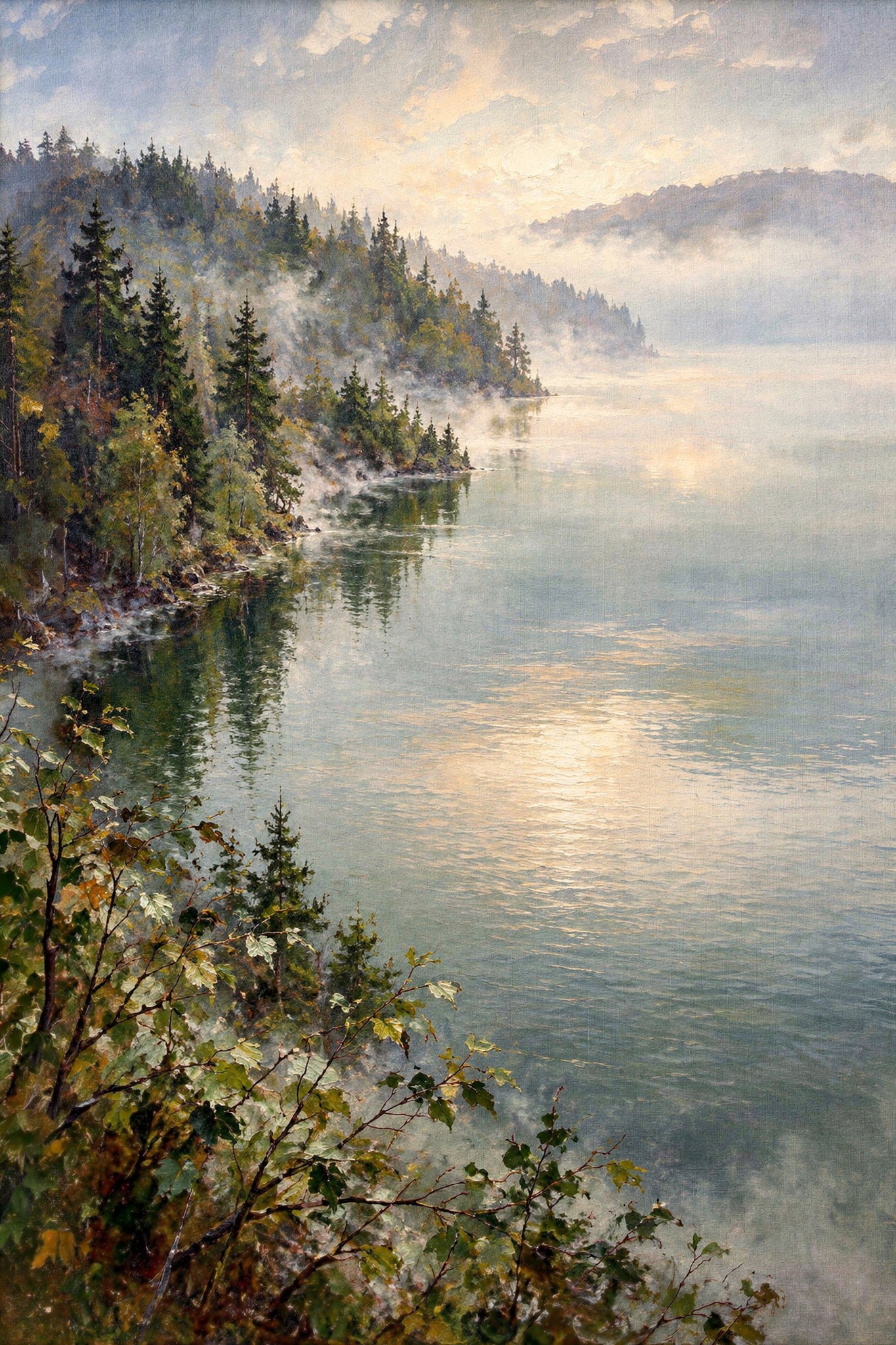 Seeufer im Morgennebel als originaler Fine Art Print