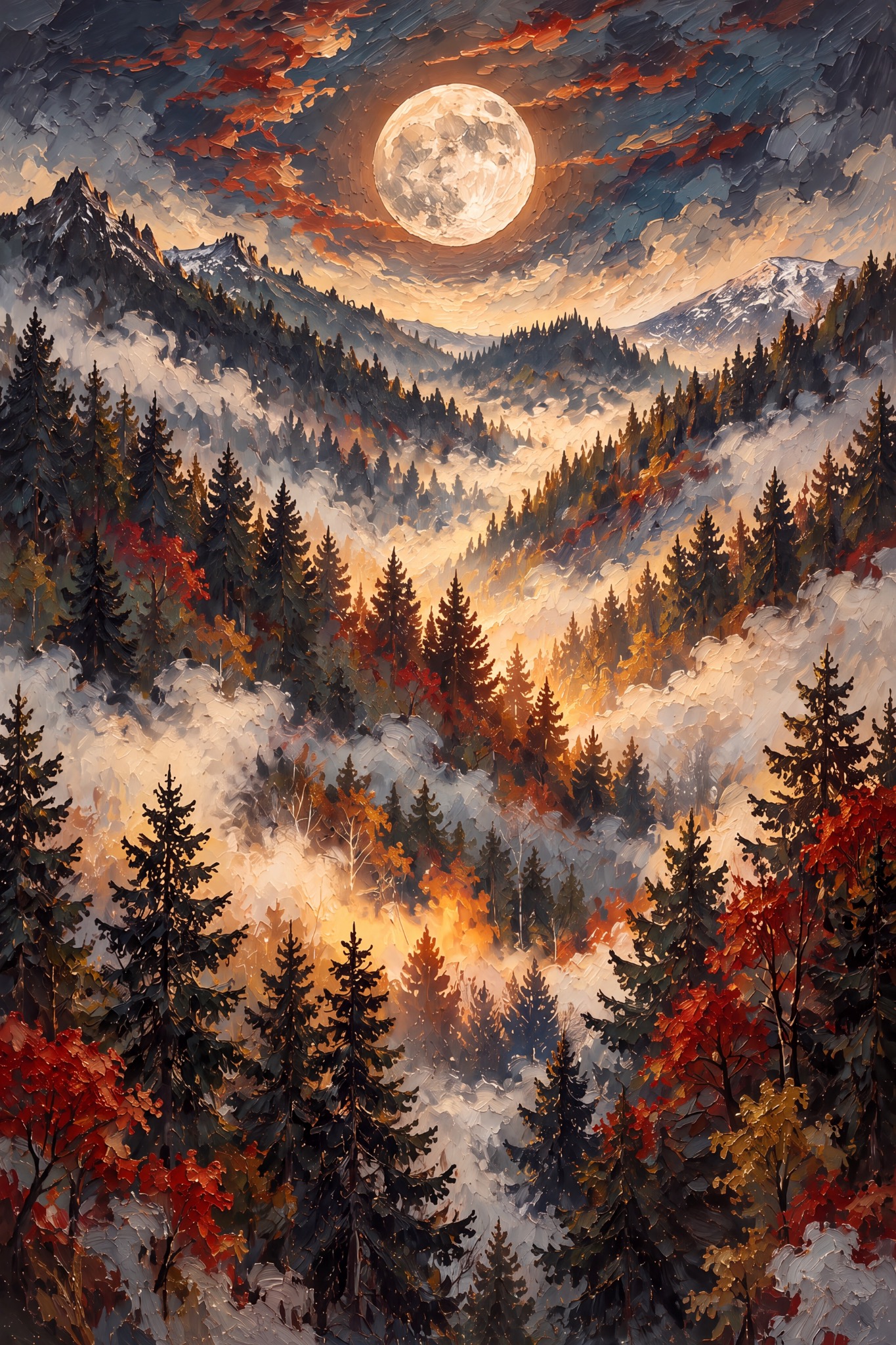 Vollmond über dem Schwarzwald als originaler Fine Art Print