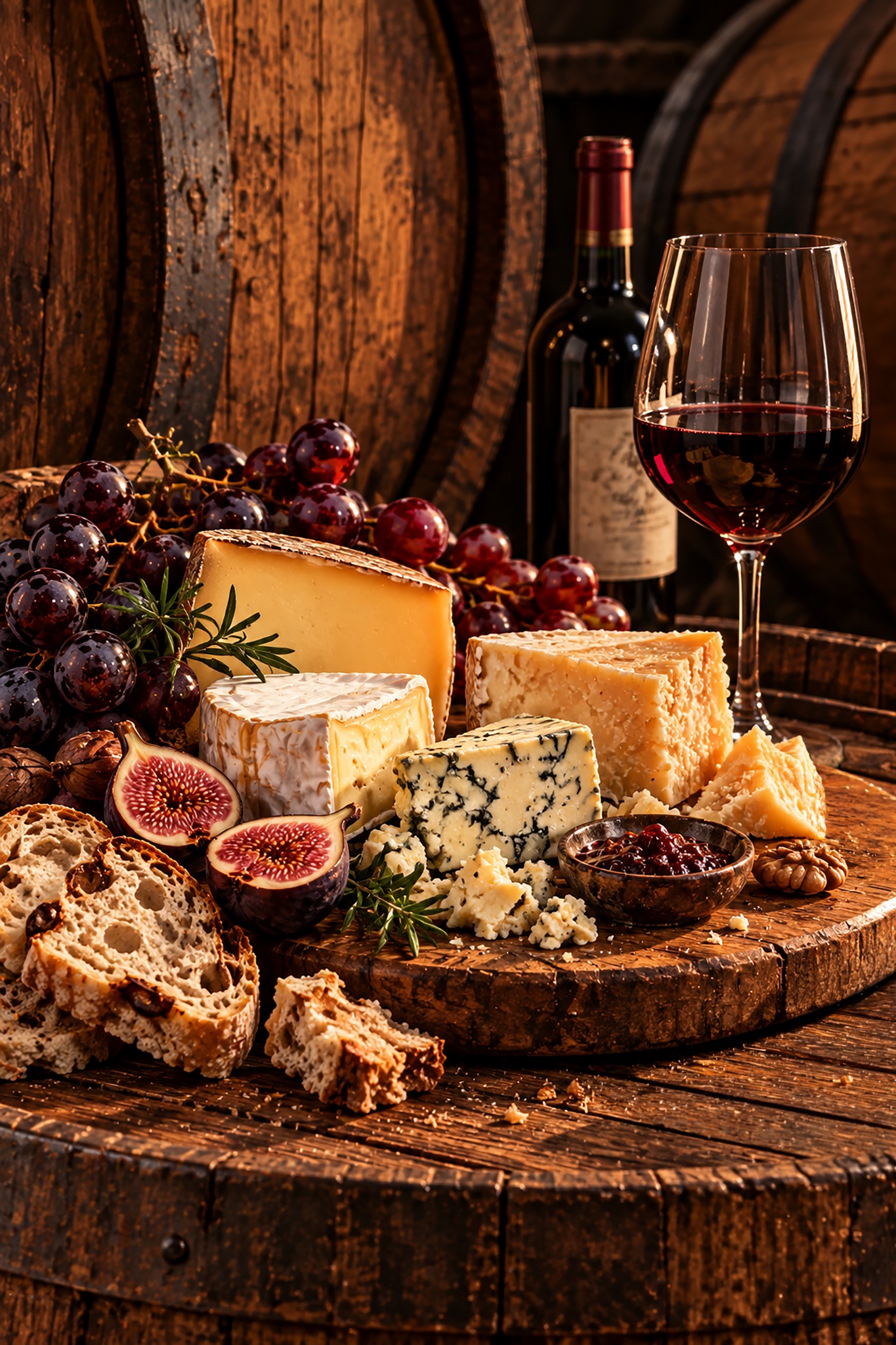 Wein & Käse am Fass als originaler Fine Art Print