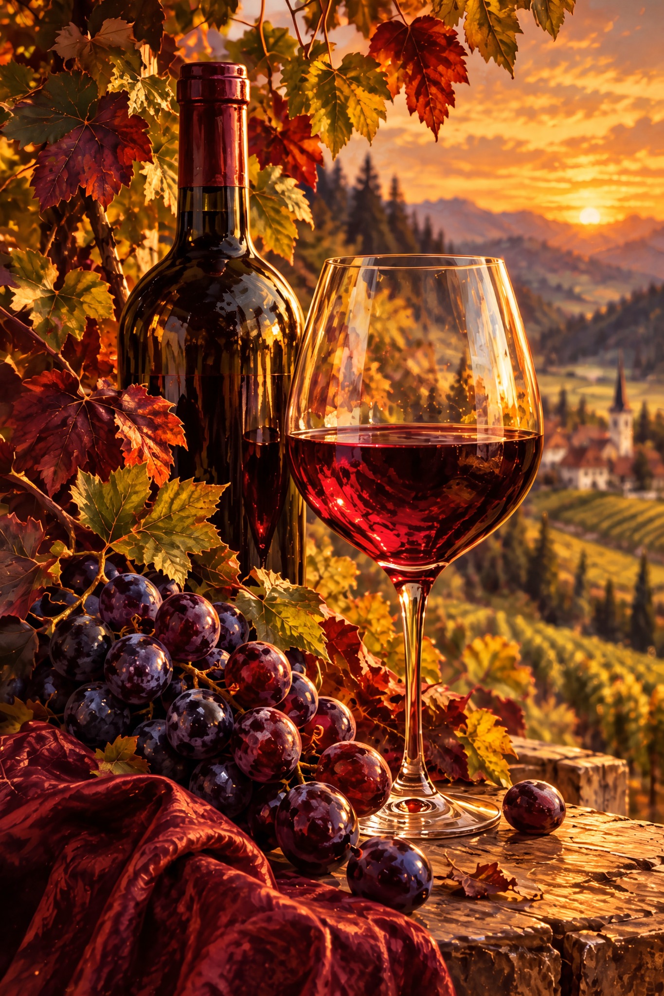 Weinberg bei Abendsonne als originaler Fine Art Print