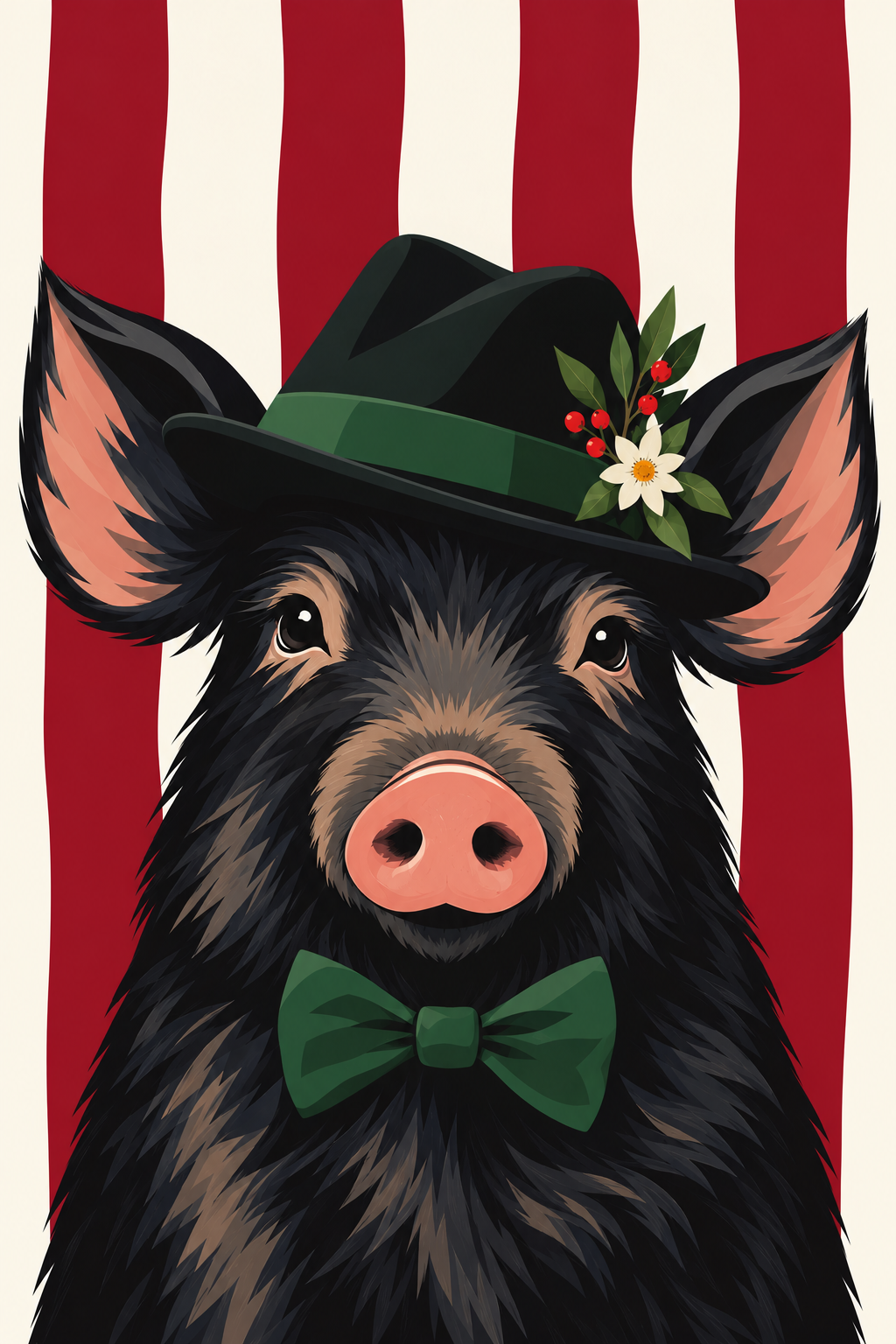 Wildschwein mit Trachtenhut als originaler Fine Art Print