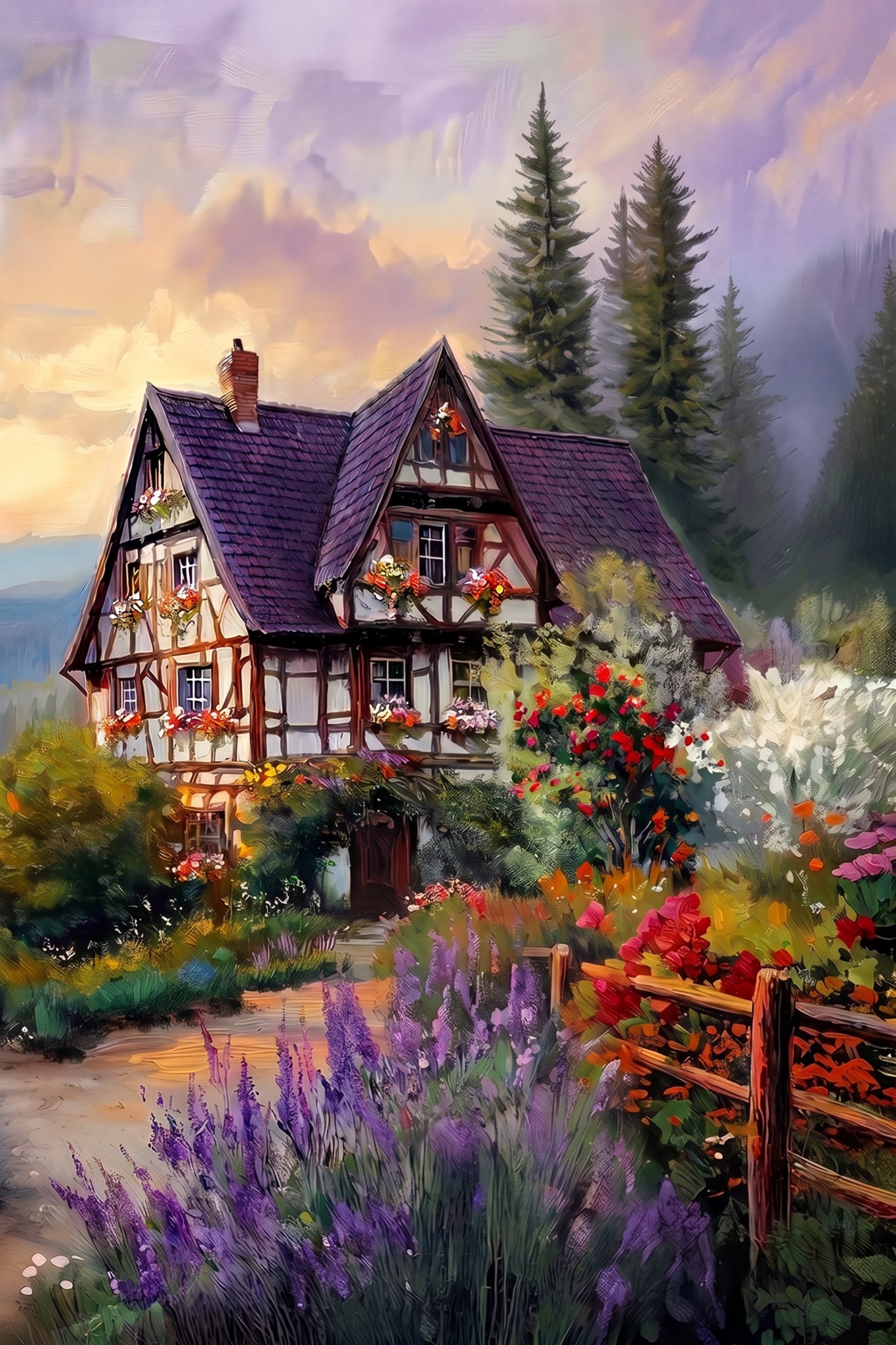 Schwarzwaldhaus im Garten als originaler Fine Art Print